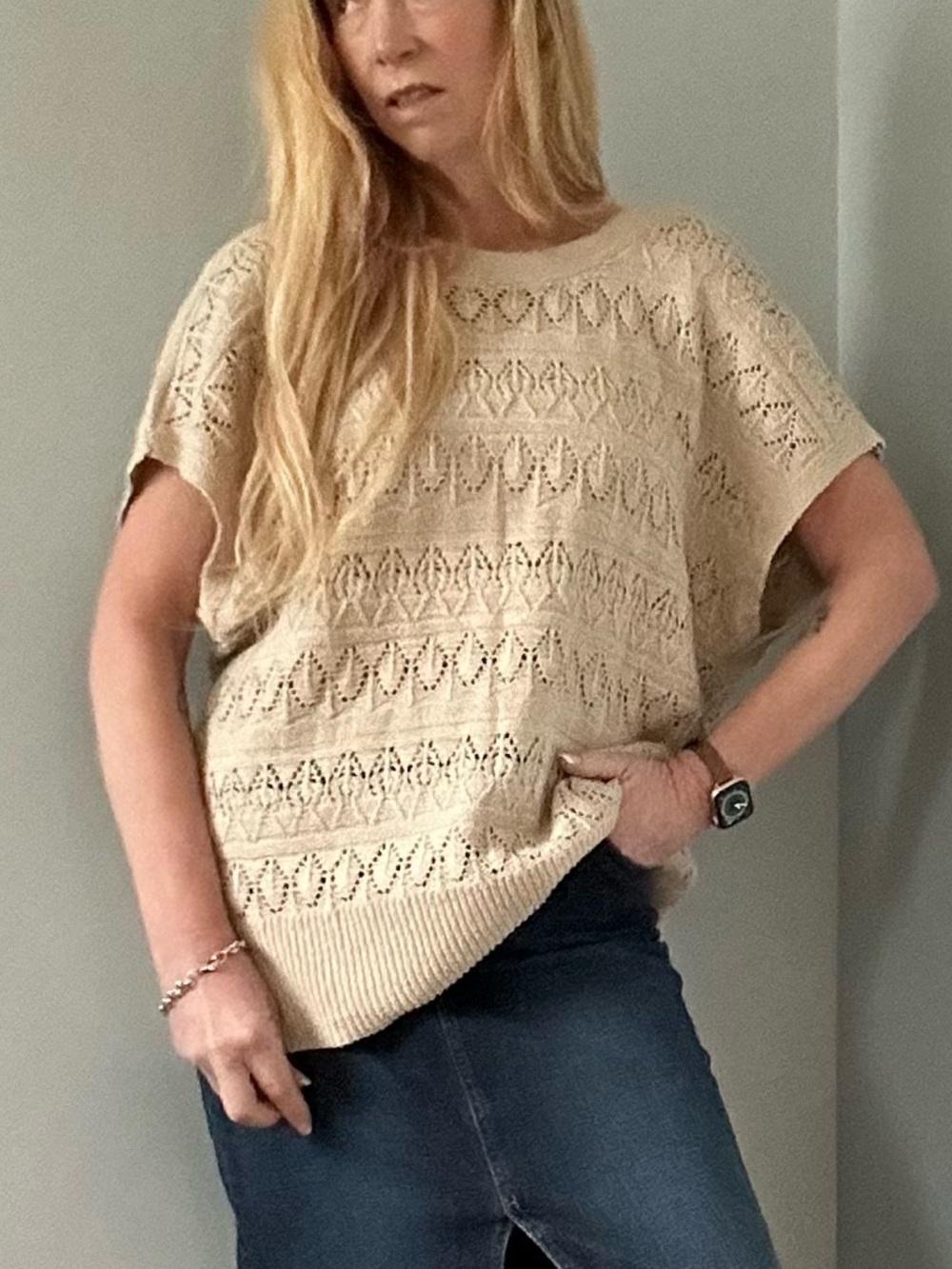 Maurices knit V back spring short sleeve tunic sweater
